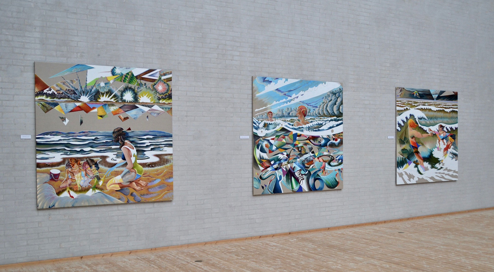 Tre billeder fra udstillingen "Havet" med Martin Bigum på Himmerlands Kunstmuseum