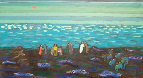 Maleri af Odd Sivertsen fra udstillingen "Skyggespil - det polare landskab" på Himmerlands Kunstmuseum